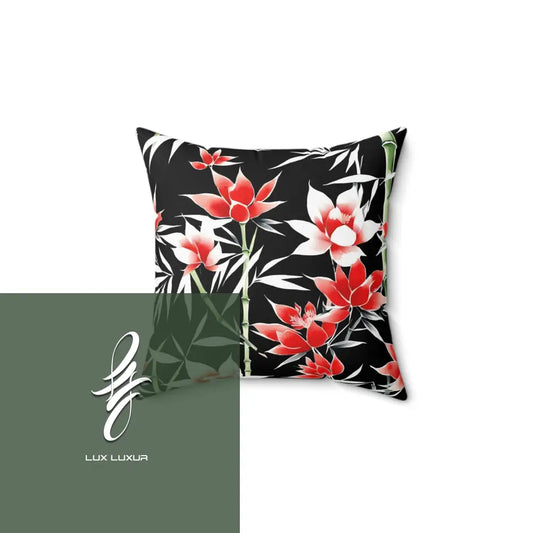 Blossoms And Bamboo Square Pillow 14’’ × Home Decor