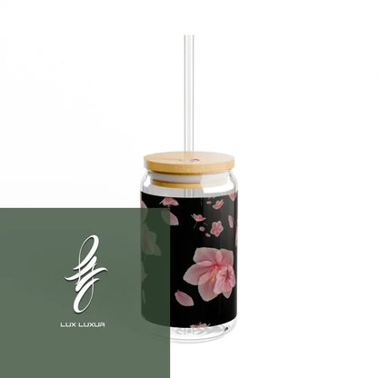 Cherry Blossom Sipper Glass 16Oz With Lid And Straw / Mug