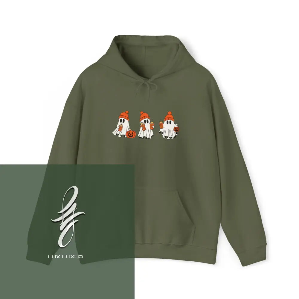 Cute Ghosts Hooded Sweatshirt Military Green / S Hoodie