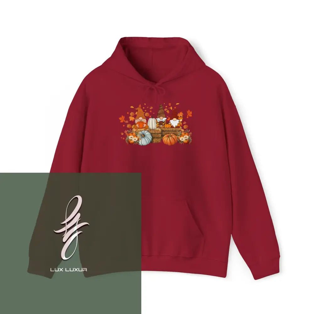 Gnomes Fall Hooded Sweatshirt Cardinal Red / S Hoodie