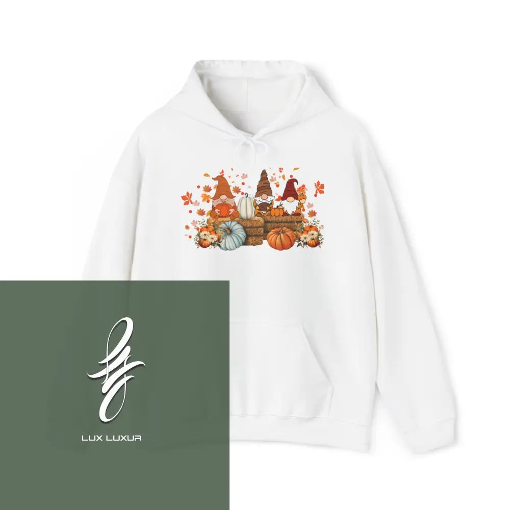 Gnomes Fall Hooded Sweatshirt White / S Hoodie