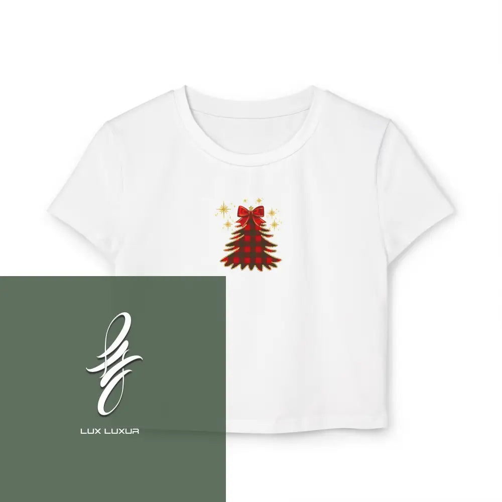 Little Red Christmas Tree Women’s Baby Tee M / White T-Shirt