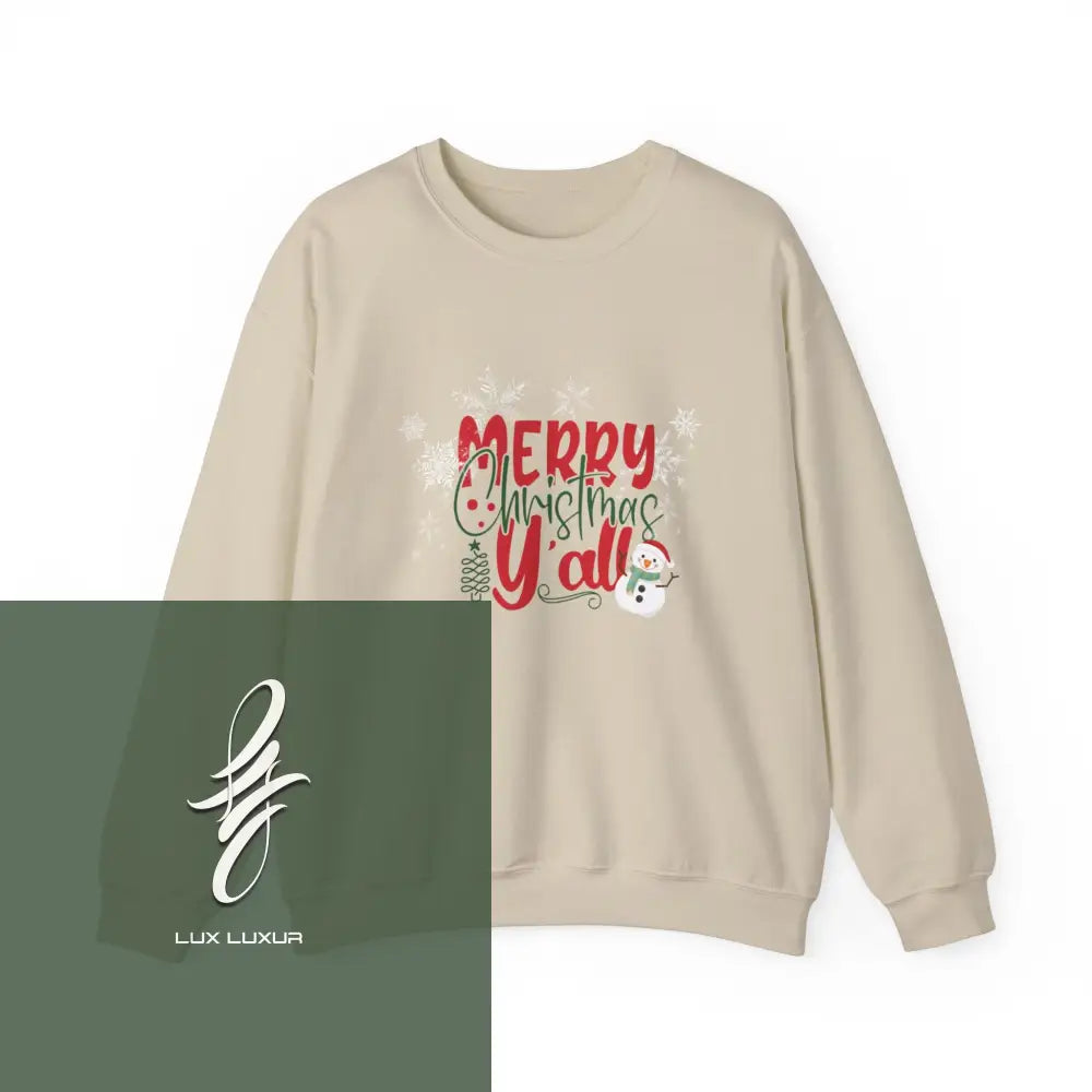 Merry Christmas Yall Crewneck Sweatshirt Sand / S