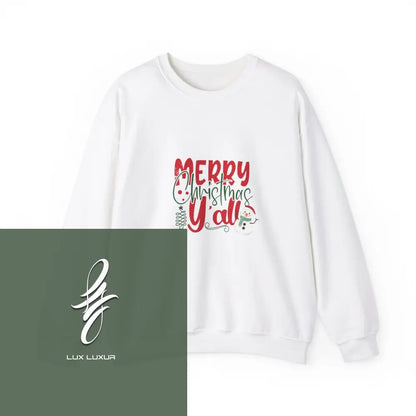 Merry Christmas Yall Crewneck Sweatshirt White / S