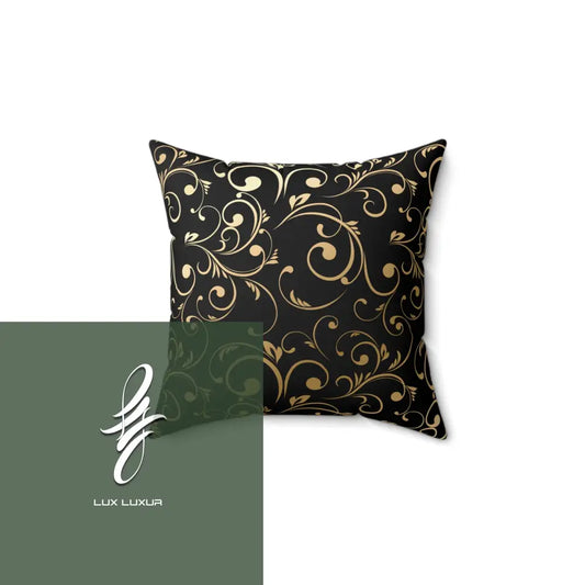 Midnight Gold Square Pillow 14’’ × Home Decor