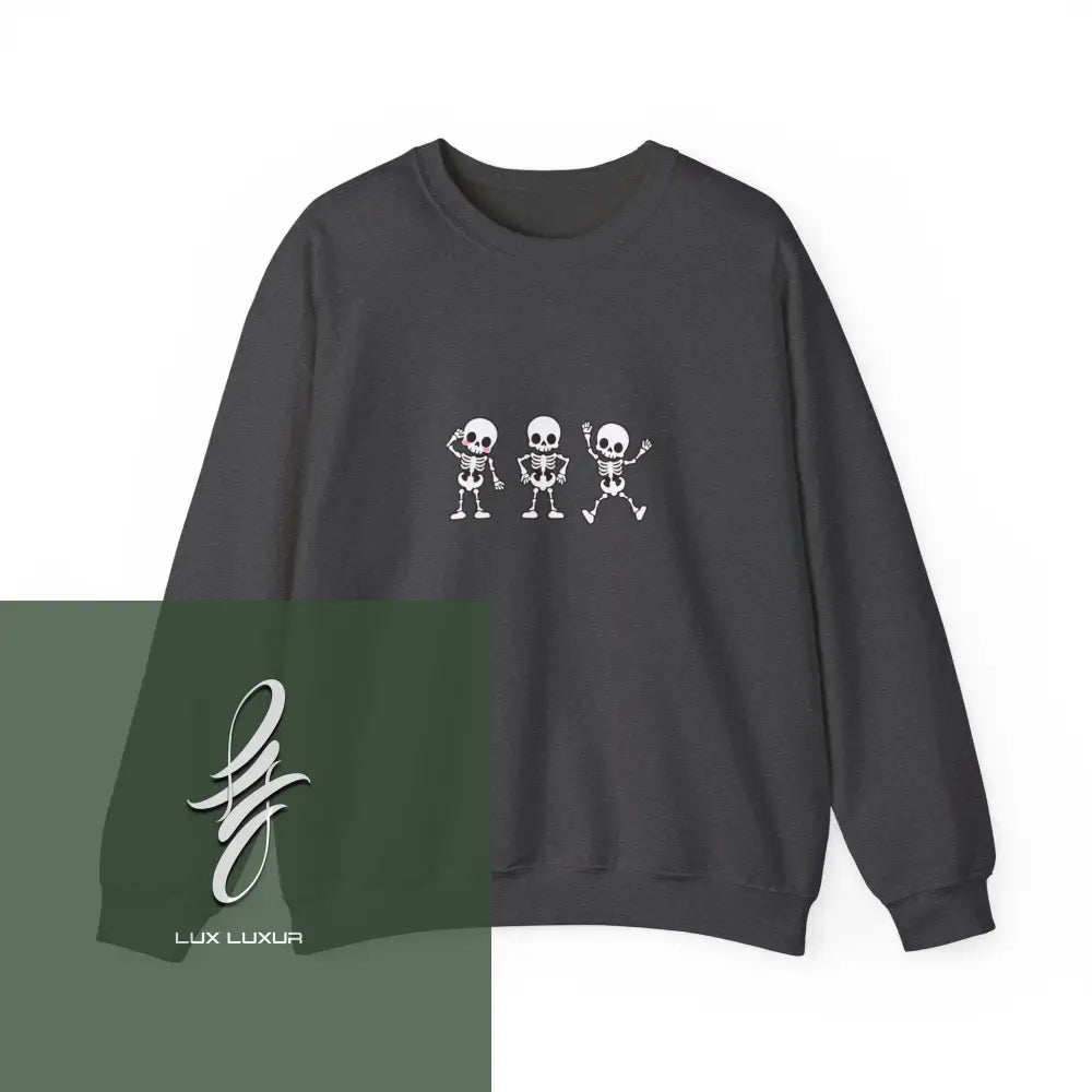 Skeletons Dancing Crewneck Sweatshirt Dark Heather / S