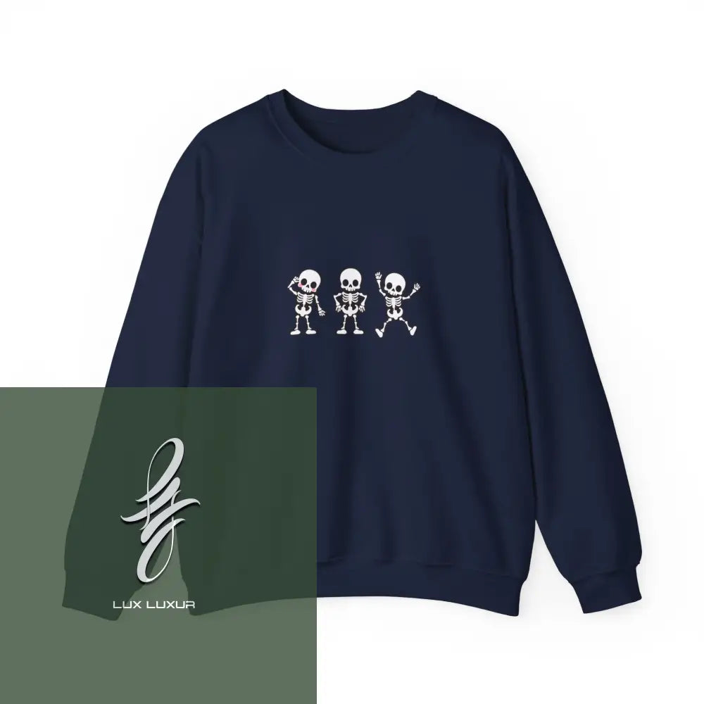 Skeletons Dancing Crewneck Sweatshirt Navy / S