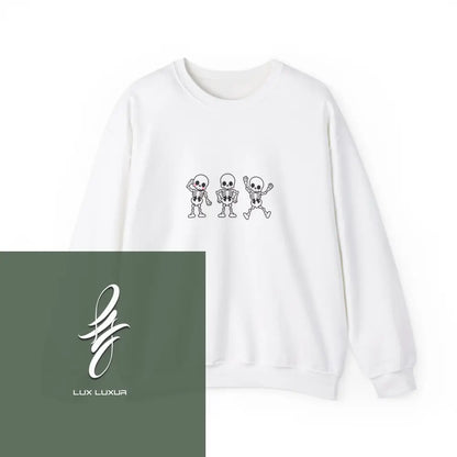 Skeletons Dancing Crewneck Sweatshirt White / S